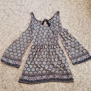 Cold Shoulder Bell Sleeve Dress